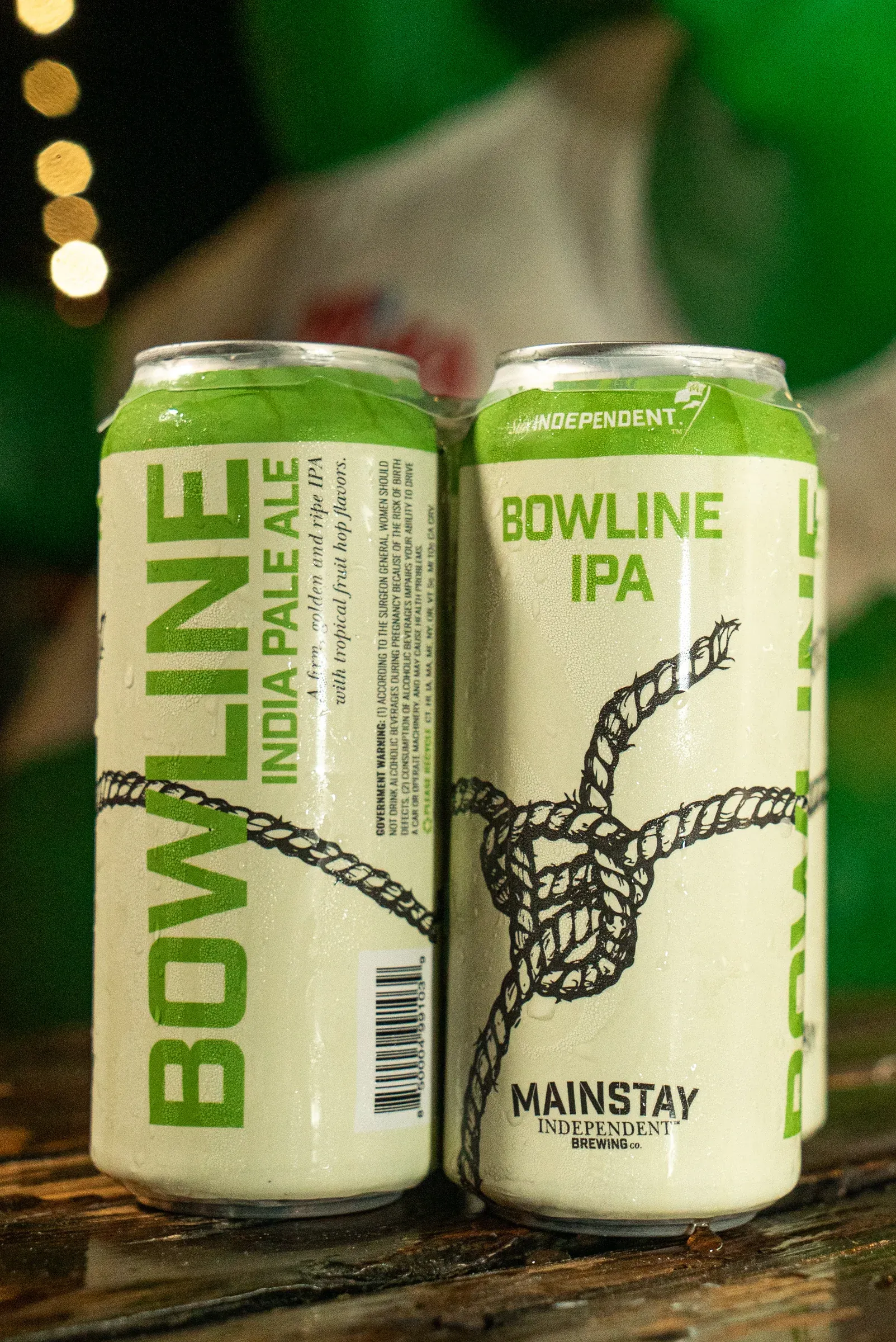 Bowline IPA cans photographed during a hospitality event.